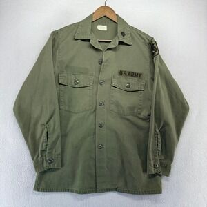 VIntage OG 507 Military Shirt Mens Medium 15.5x33 Green Military Uniform Army